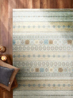 Vintage-Teppich, Blau/Gold/Silber