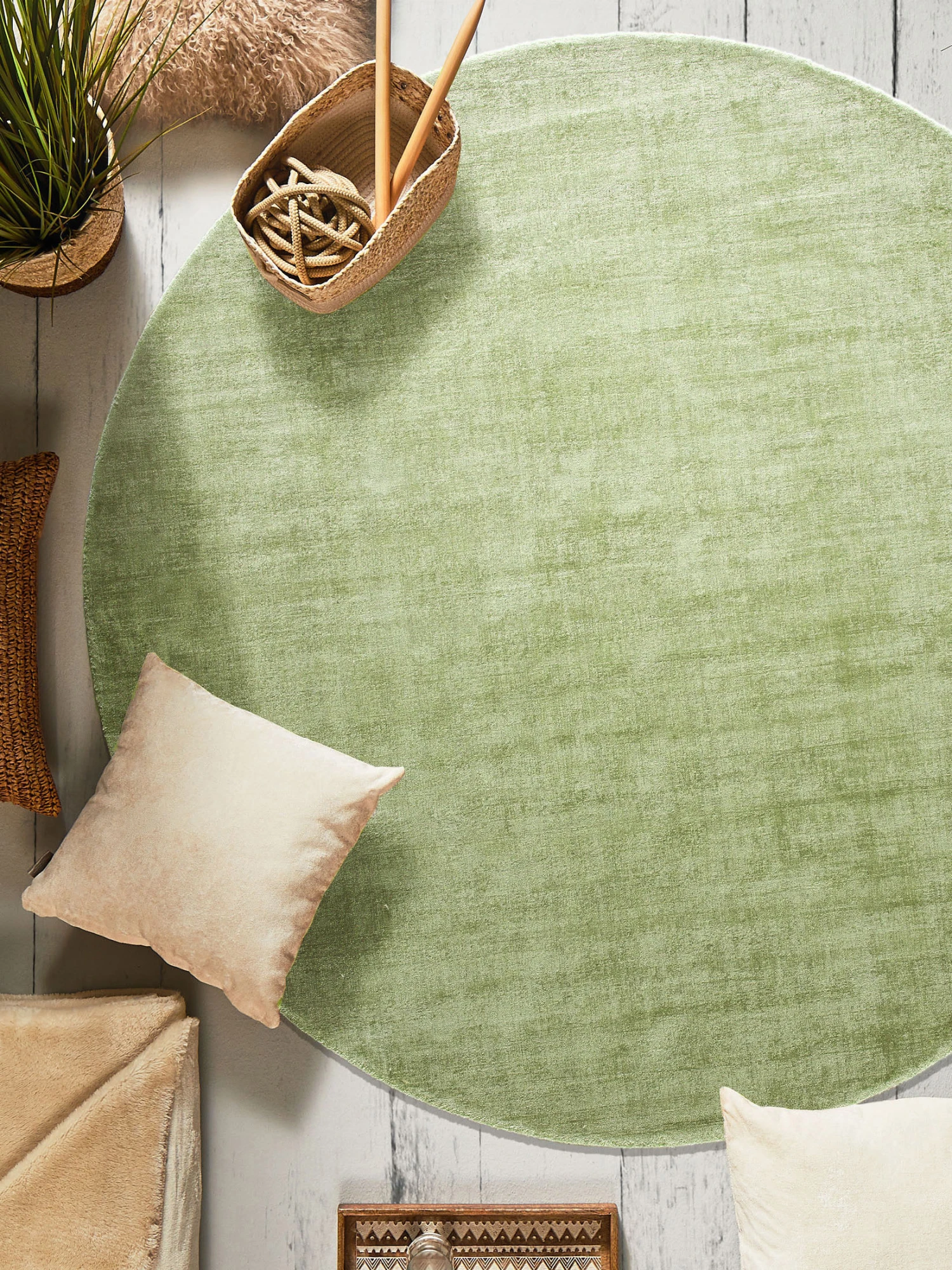 Viskose-Teppich, Olive